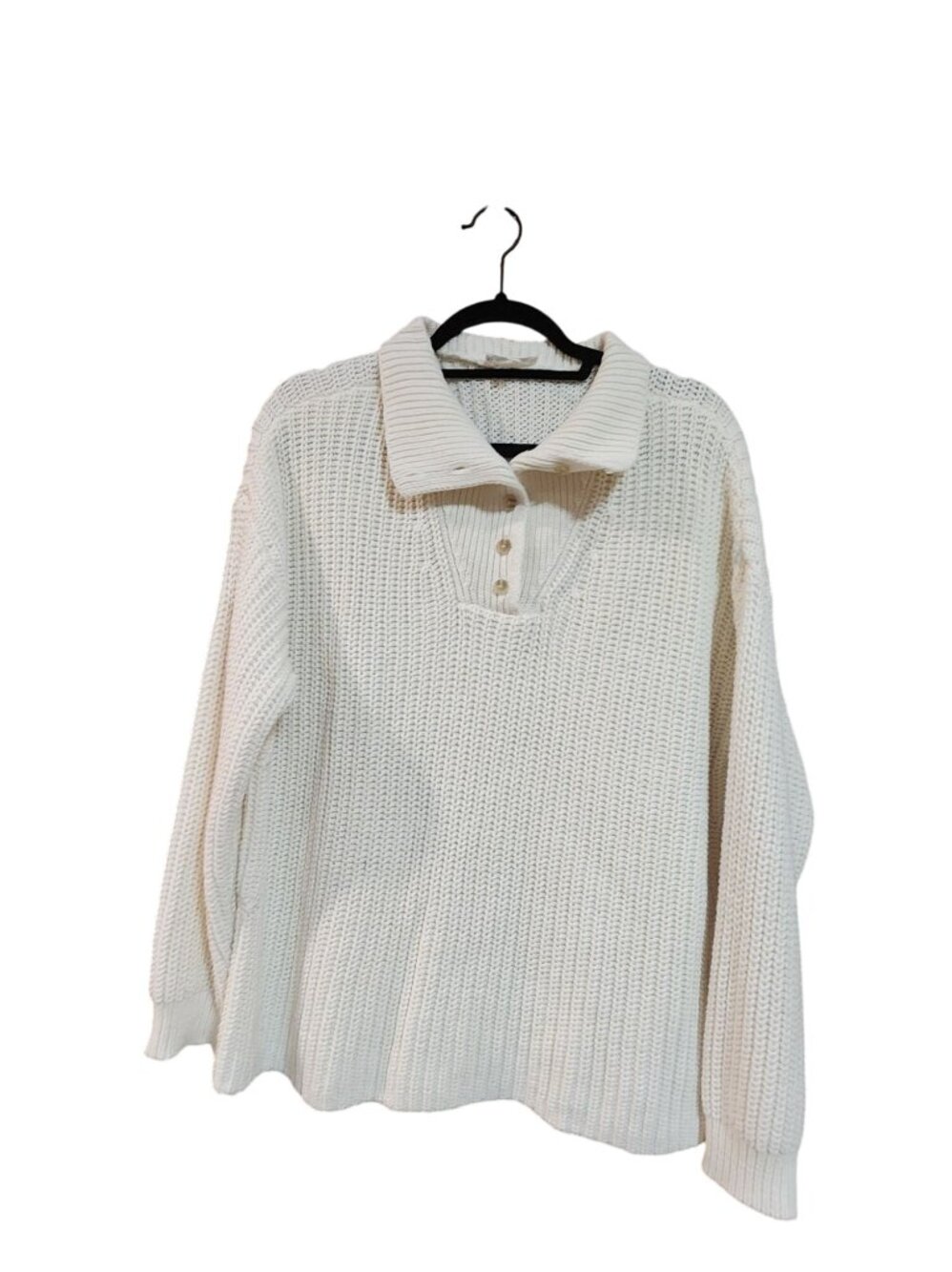 Talbots Haven Well Within Womens Cream Knit Collared Sweater  Size L